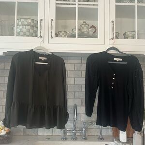LOFT Black and Dark Green Blouses